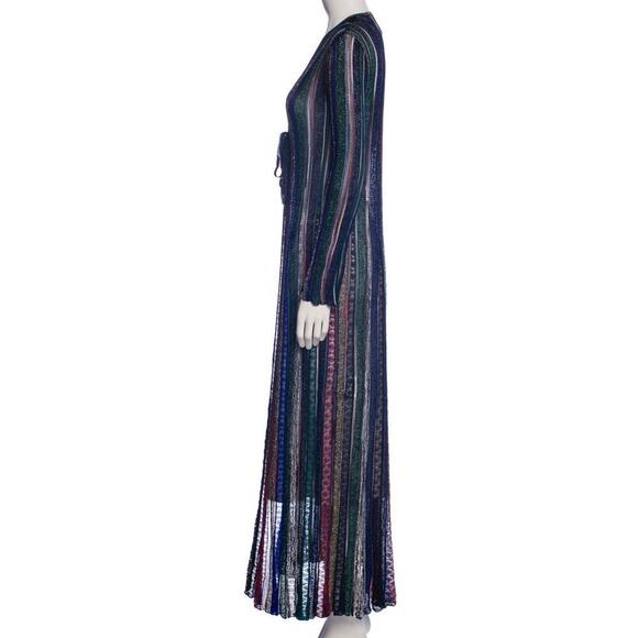 MISSONI Long Cardigan Duster Metallic Sweater IT38 Open Front Striped Italy NEW - Picture 7 of 12